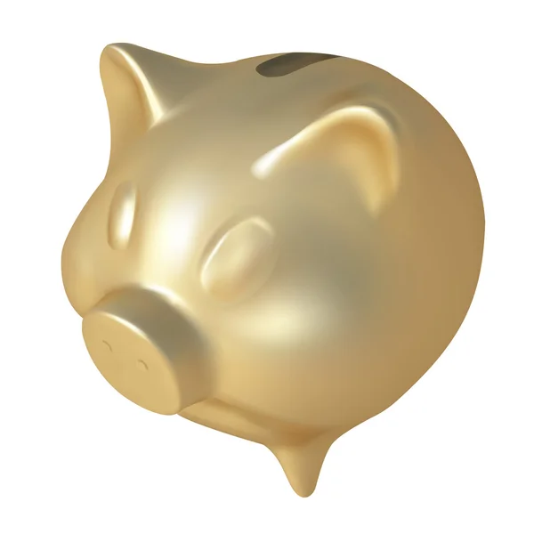 Golden piggy bank.Vector ilustração — Vetor de Stock