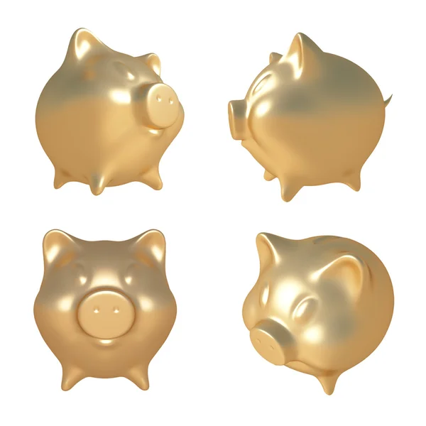 Goldenes Sparschwein. 3d Illustration — Stockfoto