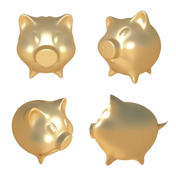 Golden piggy bank.3D illustration — Stock Photo, Image