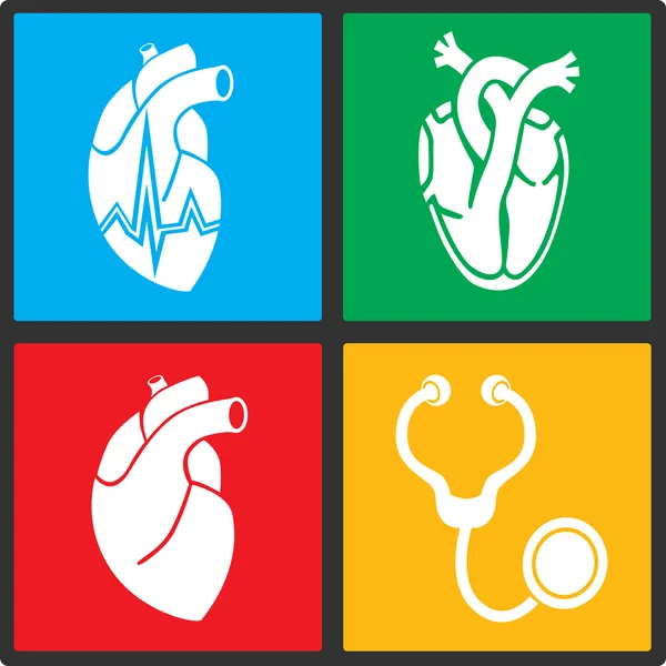 Cardiología. Corazón médico vector icono — Vector de stock