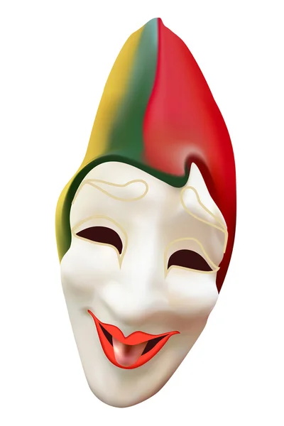 Máscara de carnaval, bromista. Aislado sobre blanco — Vector de stock