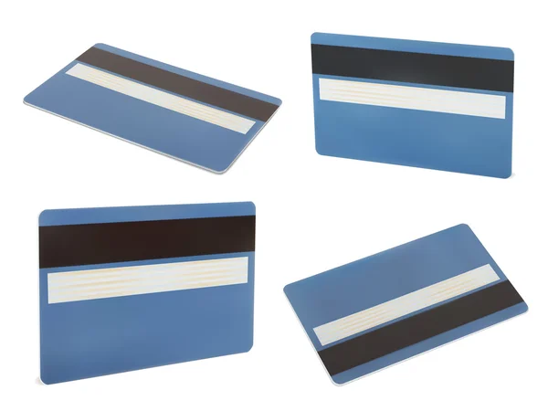 Set di carte di credito blu. Isolato su bianco — Vettoriale Stock
