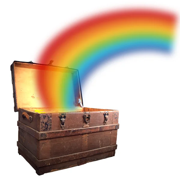 Treasure chest with rainbow — Stock Photo, Image