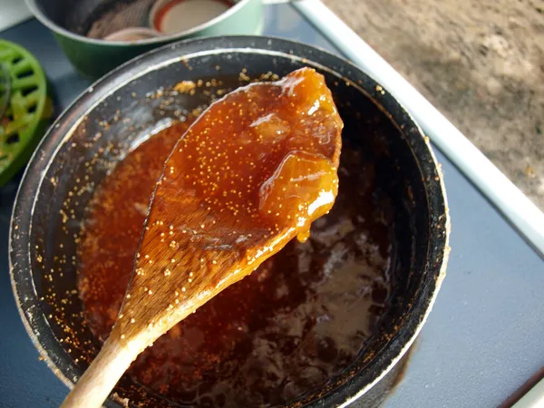 Una Etapa Cocina Hacer Mermelada Higo Casera —  Fotos de Stock