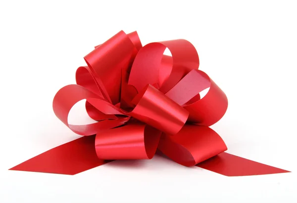 Single red ribbon bow — Stock Photo, Image