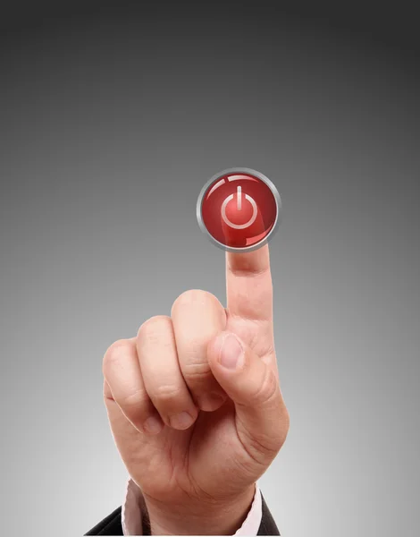 The hand presses red button — Stock Photo, Image