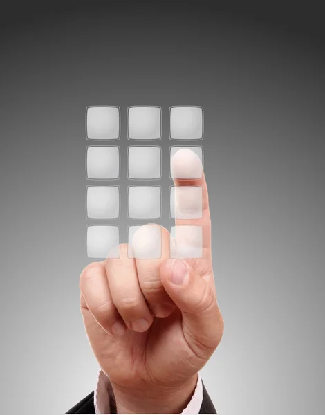 Menschliche Hand mit transparentem weißen Schlüssel — Stockfoto
