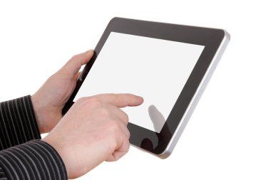 tablet ile işadamı el