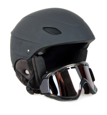 siyah Kayak kask ile koruyucu gözlük