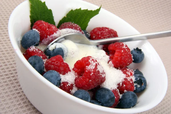 Dezert s ovocem a jogurtem — Stock fotografie