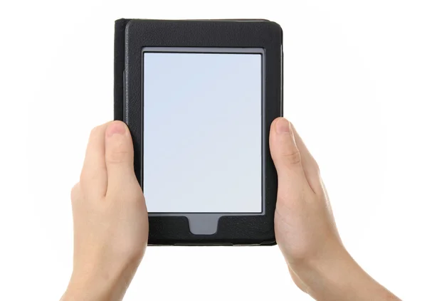 E-reader in hands. — Stock Photo, Image