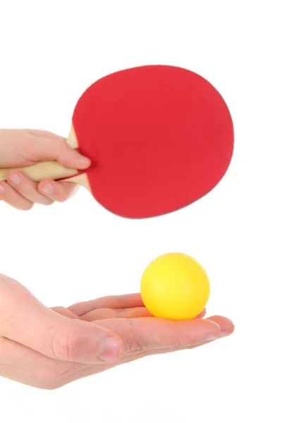 Raquette de ping-pong avec balle orange — Photo