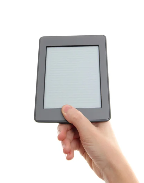 E-reader and hand. — Stock Photo, Image