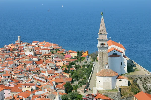 View on the historical city of Piran, Slovenia. — Stock Photo, Image
