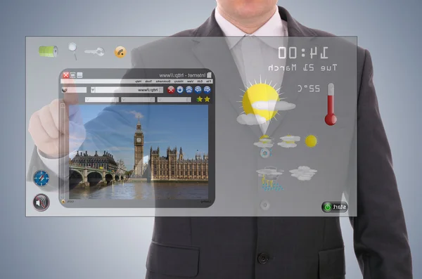 Tecnología de la información en la tableta de pantalla táctil —  Fotos de Stock