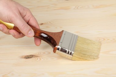 ahşap üzerine fırça ile el