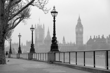 Big Ben & Houses of Parliament, b&w photo clipart