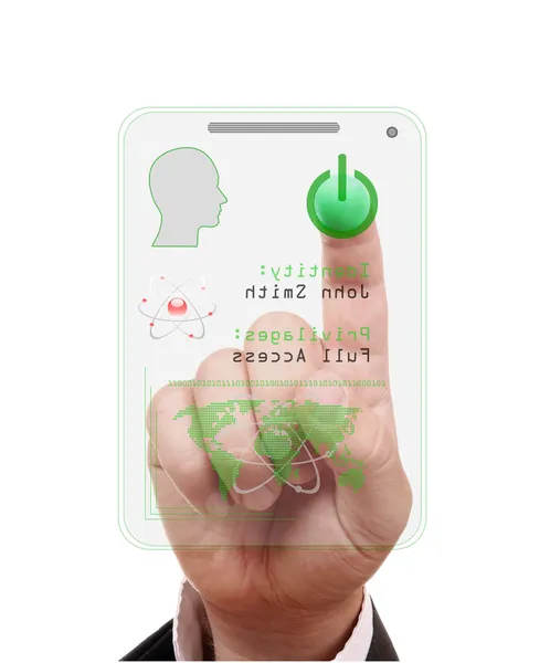 Finger pressing the access card — Stock Photo, Image