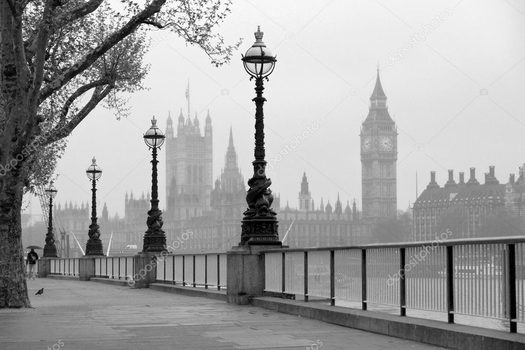 Big Ben & Houses of Parliament, b&w photo