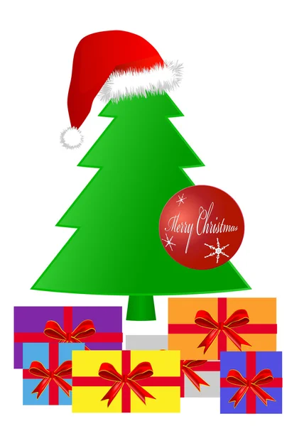 Gifts under a Christmas tree — Stock Vector