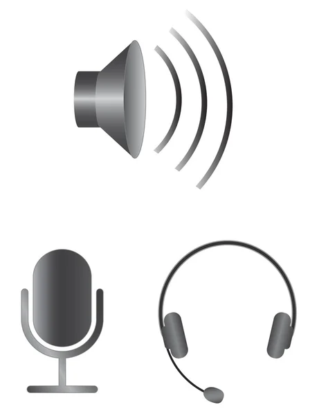 Iconos de vectores de audio simples — Archivo Imágenes Vectoriales