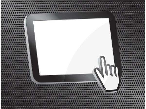 Tablette d'ordinateur avec curseur à main — Image vectorielle
