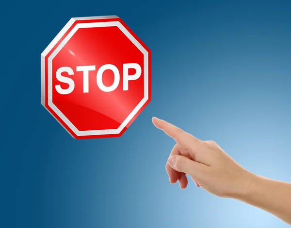 Stop znak ręką człowieka — Zdjęcie stockowe