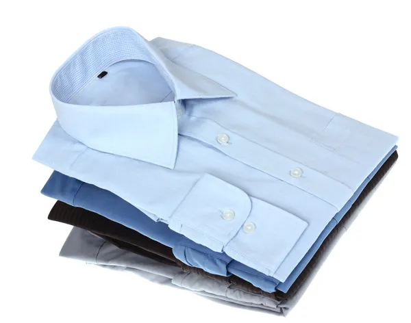 New blue and grey man's shirts, isolated over a white background — Stock Photo, Image