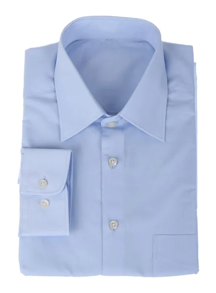 Camisa do homem azul novo isolado sobre um fundo branco — Fotografia de Stock