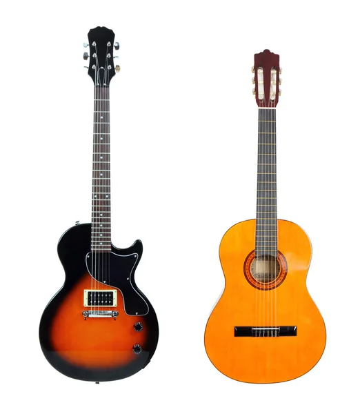 Guitare acoustique classique et guitare électrique — Photo