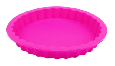 Yuvarlak silikon kek formu (Tart TIN). Beyaz izole
