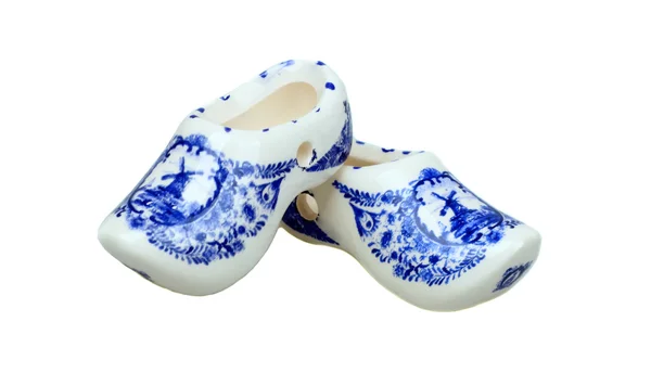 Pair of traditional netherlands shoes on white background — Stock Photo, Image