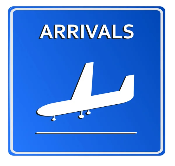 Ícone azul do aeroporto, Ilustração das chegadas — Fotografia de Stock
