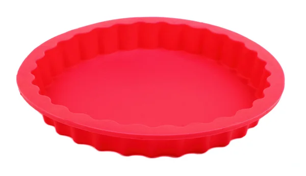 Red round silicone cake form (Tart Tin). — Stock Photo, Image