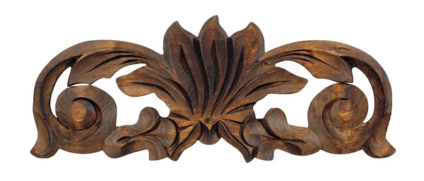 Ornamento decorativo de madeira Padrão antigo Isolado o branco — Fotografia de Stock