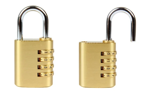 Padlock with combination code, isolated on white background. — Stock Photo, Image