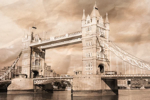 Vintage-Blick auf London, Tower Bridge — Stockfoto