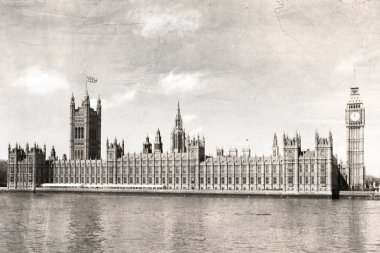eski Londra, siyah-beyaz vintage fotoğraf.