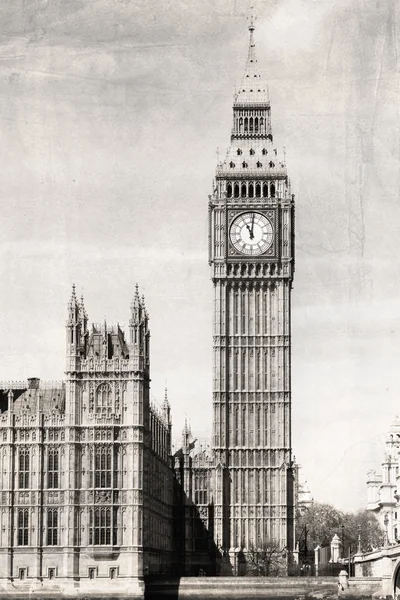 Big ben, schwarz-weiß, vintage photo. — Stockfoto