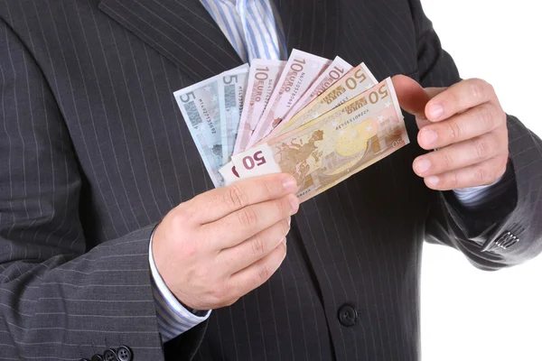 Hand met euro geld — Stockfoto