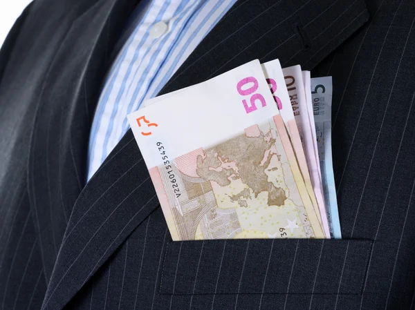 Money in  in suit pocket — Stock Photo, Image