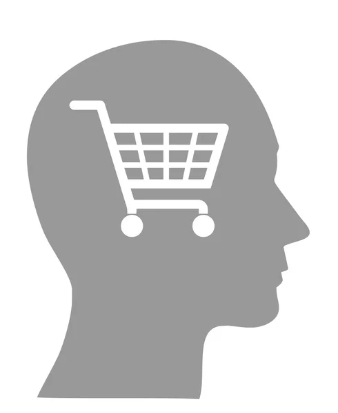 Illustration of basket  in head, concept of consumerism — Stock Photo, Image