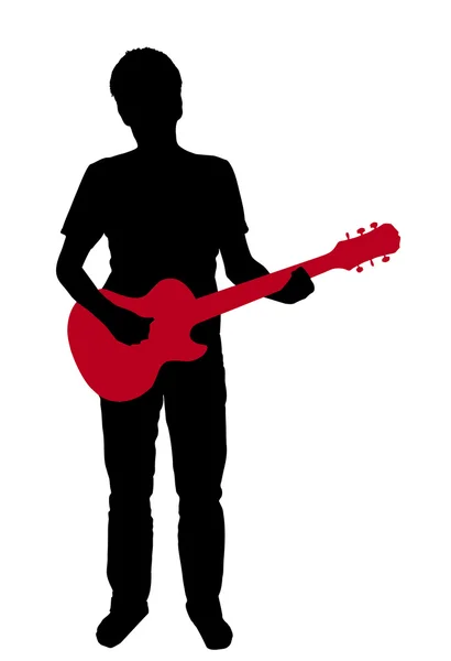 Silhouette d'une guitare avec une guitare électrique — Photo