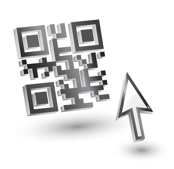 3D qr kod ile fare ok, vektör — Stok Vektör