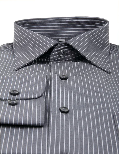 Zwarte pinstriped jurk shirt geïsoleerd op een witte achtergrond — Stockfoto