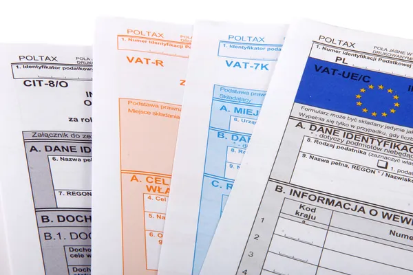 Blank income tax forms. Polish forms PIT . — Stock Photo, Image