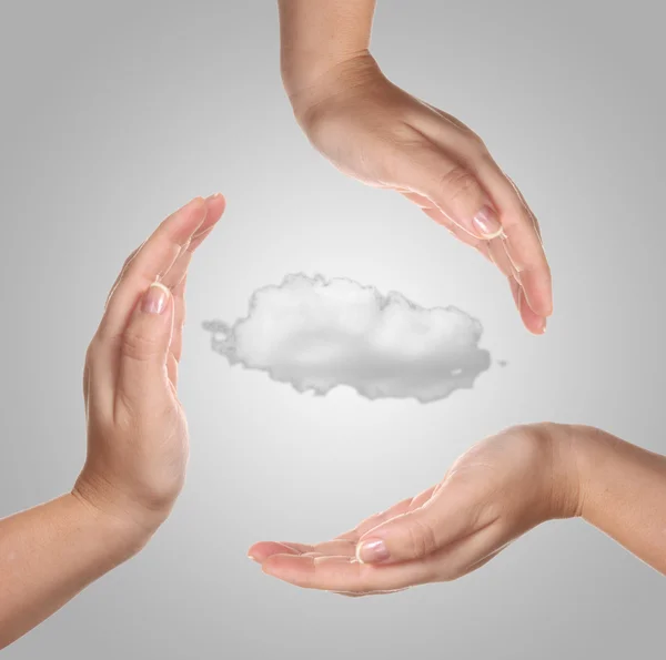 Woman hand with one cloud — Stock Photo, Image