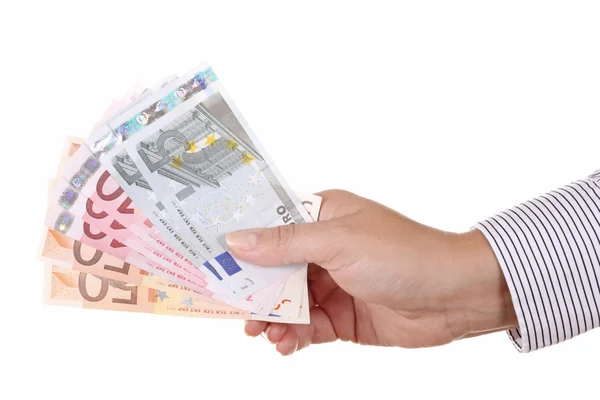 Euros money in man hand — Stock Photo, Image