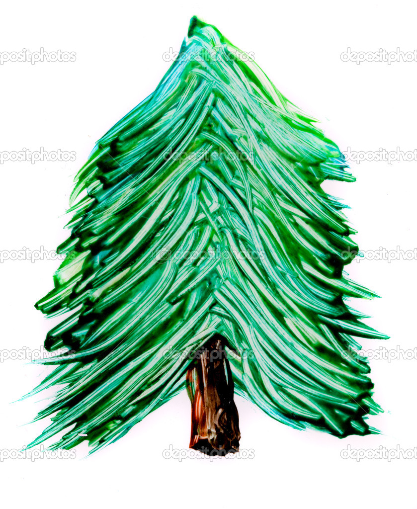 Painted pine tree isolated