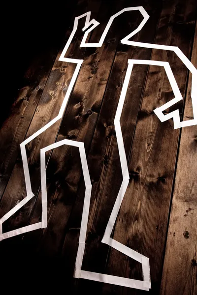 Dead man outline on floor — Stock Photo, Image